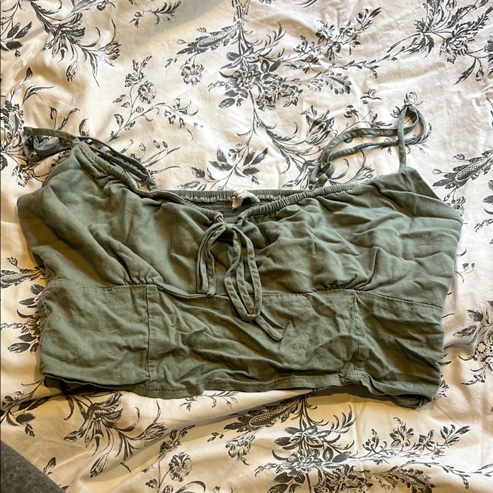 PacSun Green Camisole Crop Top with Tie Front